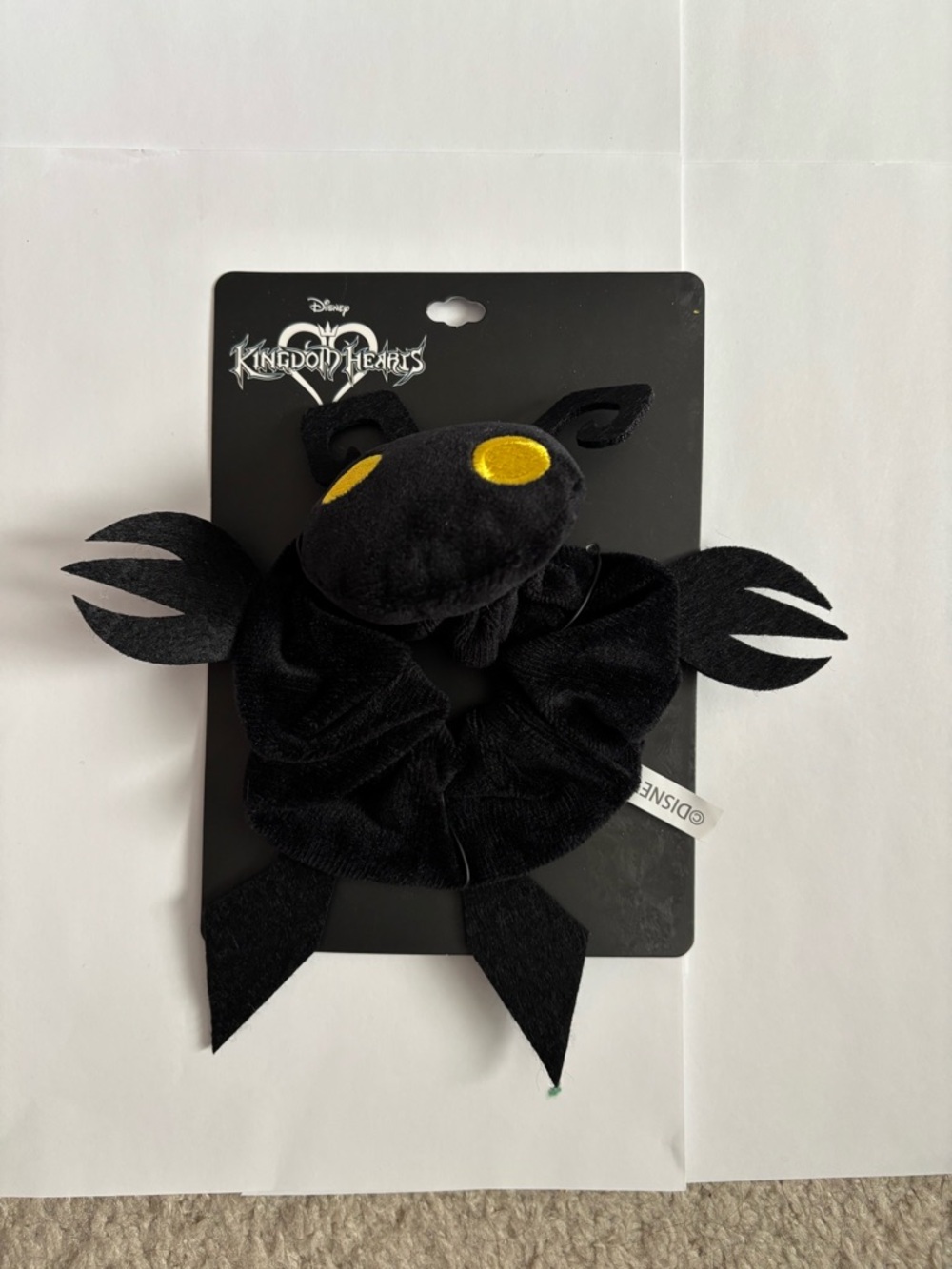 Disney Kingdom Hearts Black Shadow Creature Plush Scrunchie with Yellow Eyes